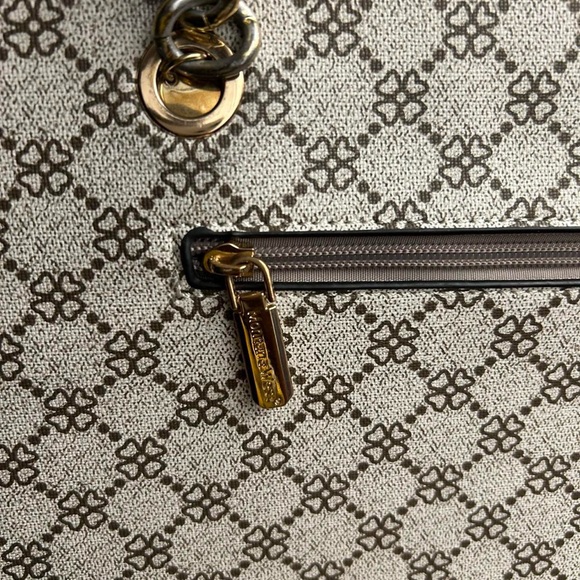 Anne Klein Cream Patterned Tote with Gold Chains - Picture 3 of 8